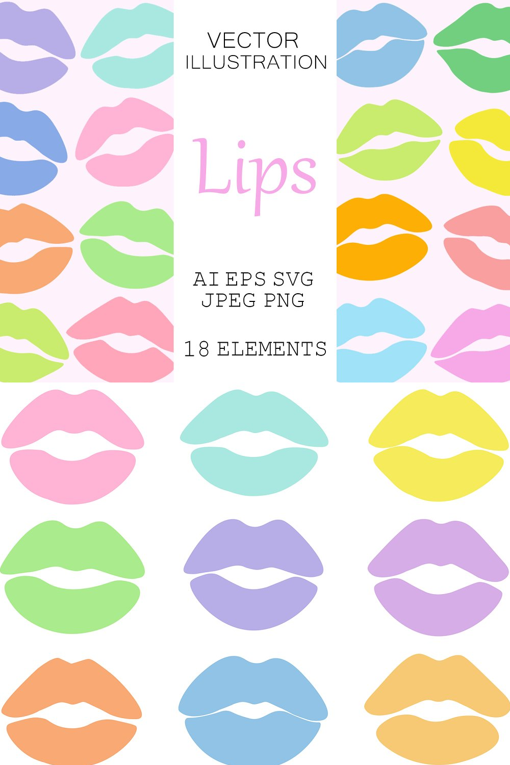 lips silhouettes. lips colorful svg 538