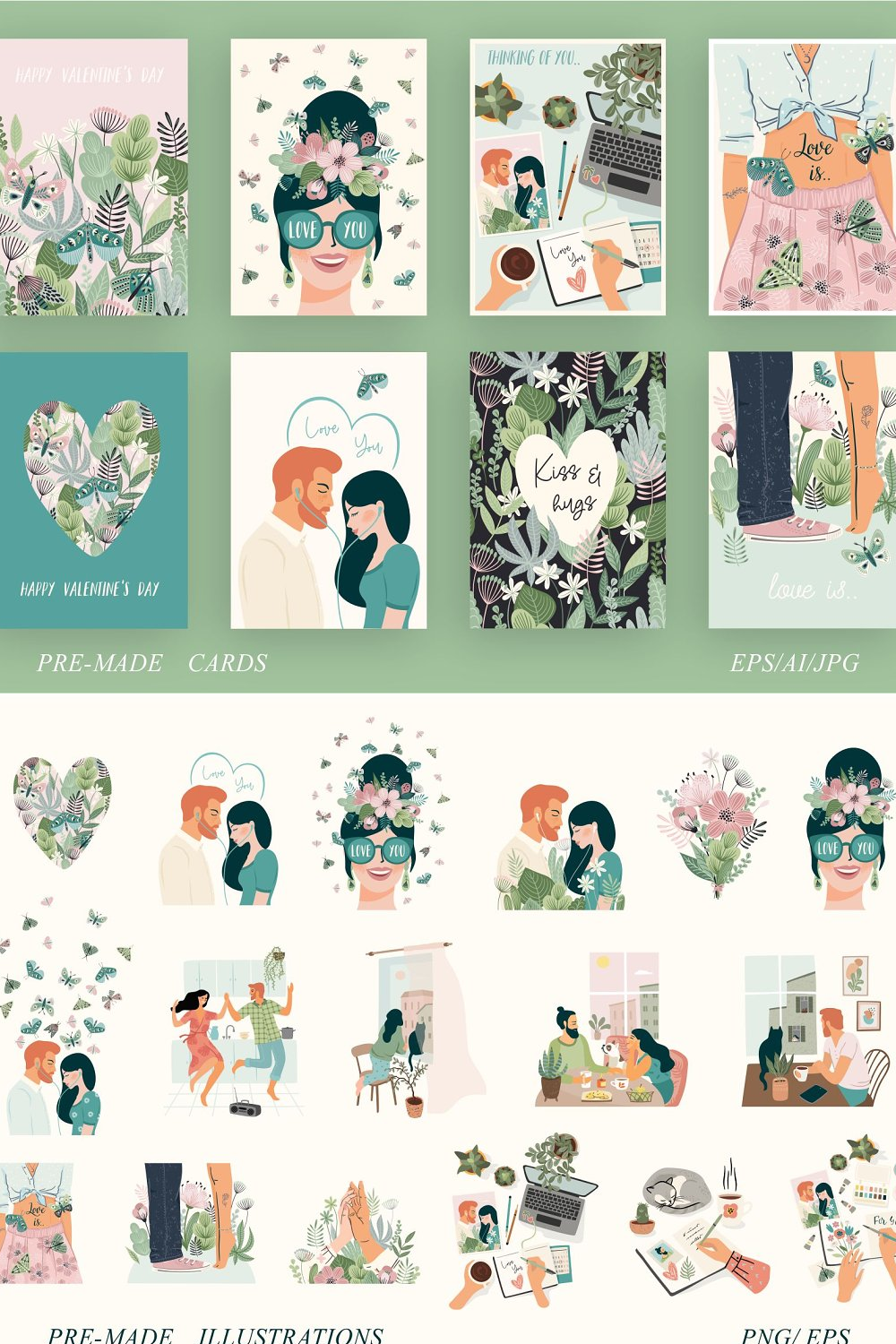 Illustrations love story. vector collection of pinterest.