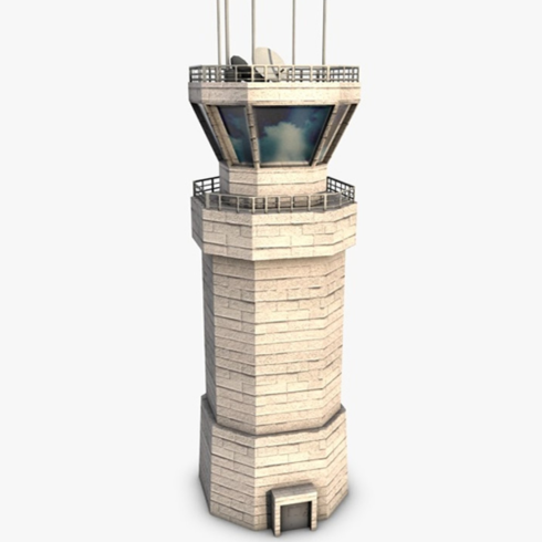 Images preview low poly airbase control tower.