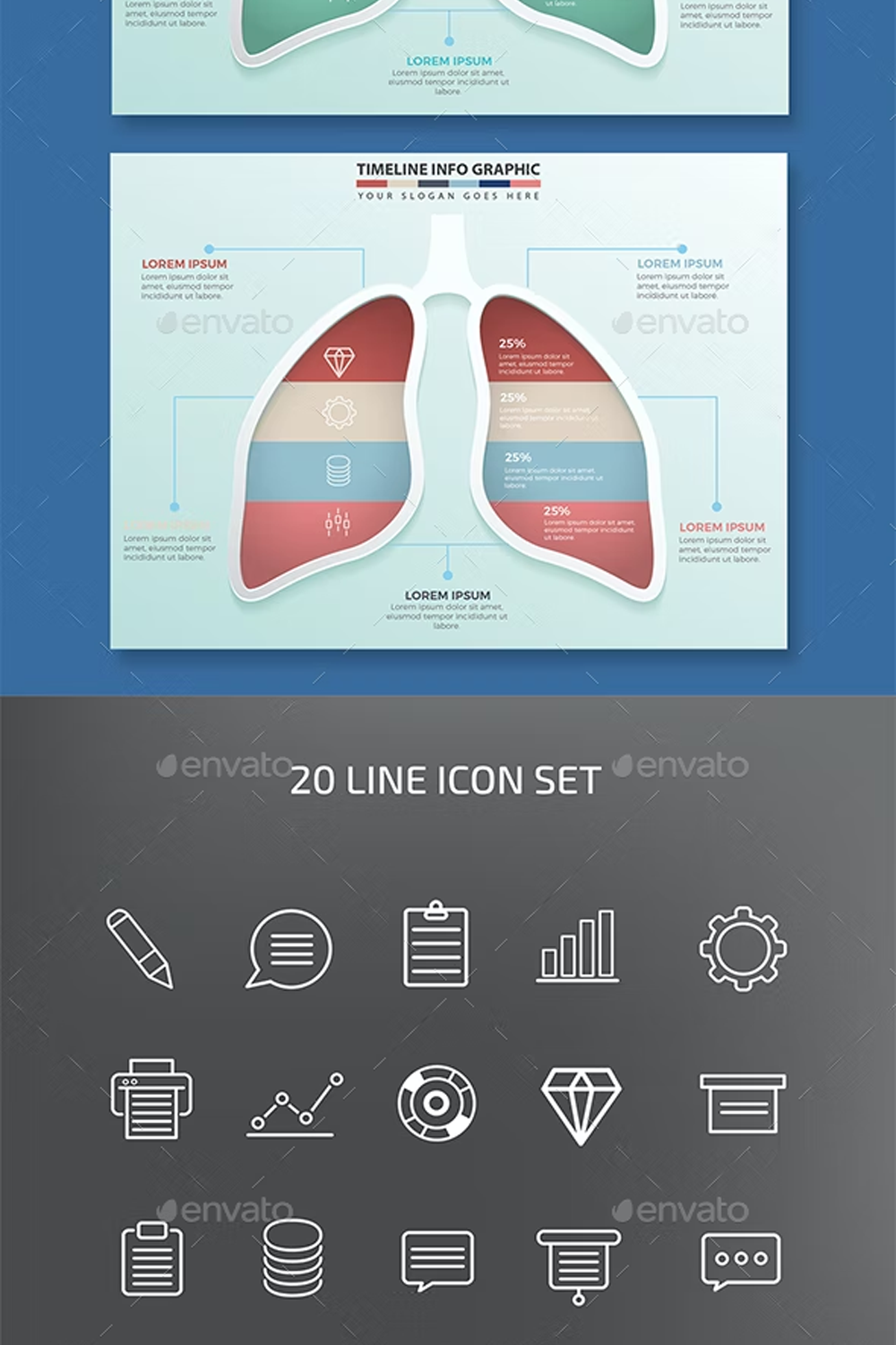 Illustrations lung infographics design of pinterest.
