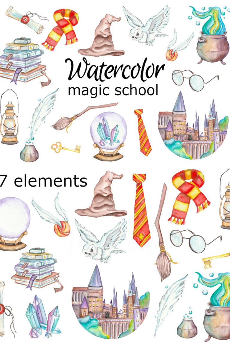 Magic School Watercolor Clipart – MasterBundles
