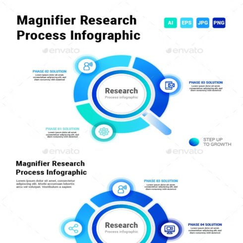 Images preview magnifier research process infographic.