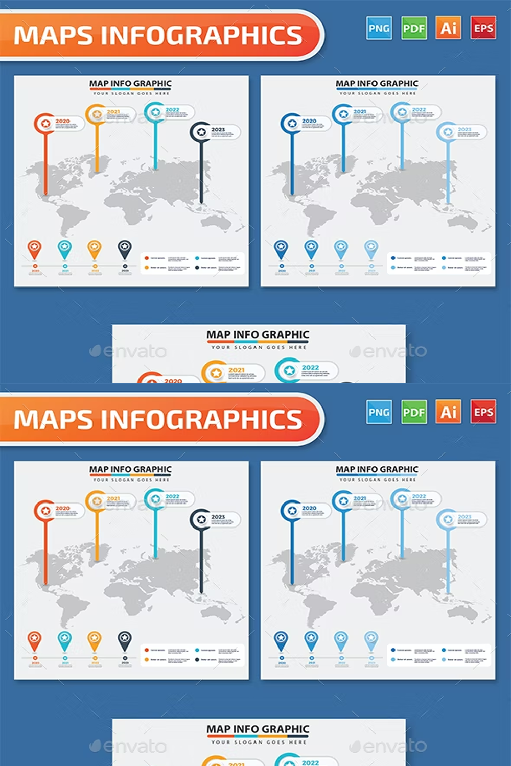 Illustrations map infographic design of pinterest.