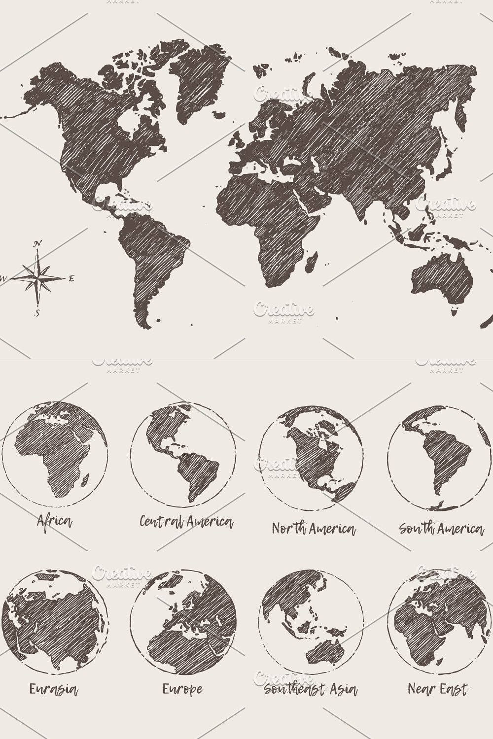 Illustrations map of the world and the globe of pinterest.