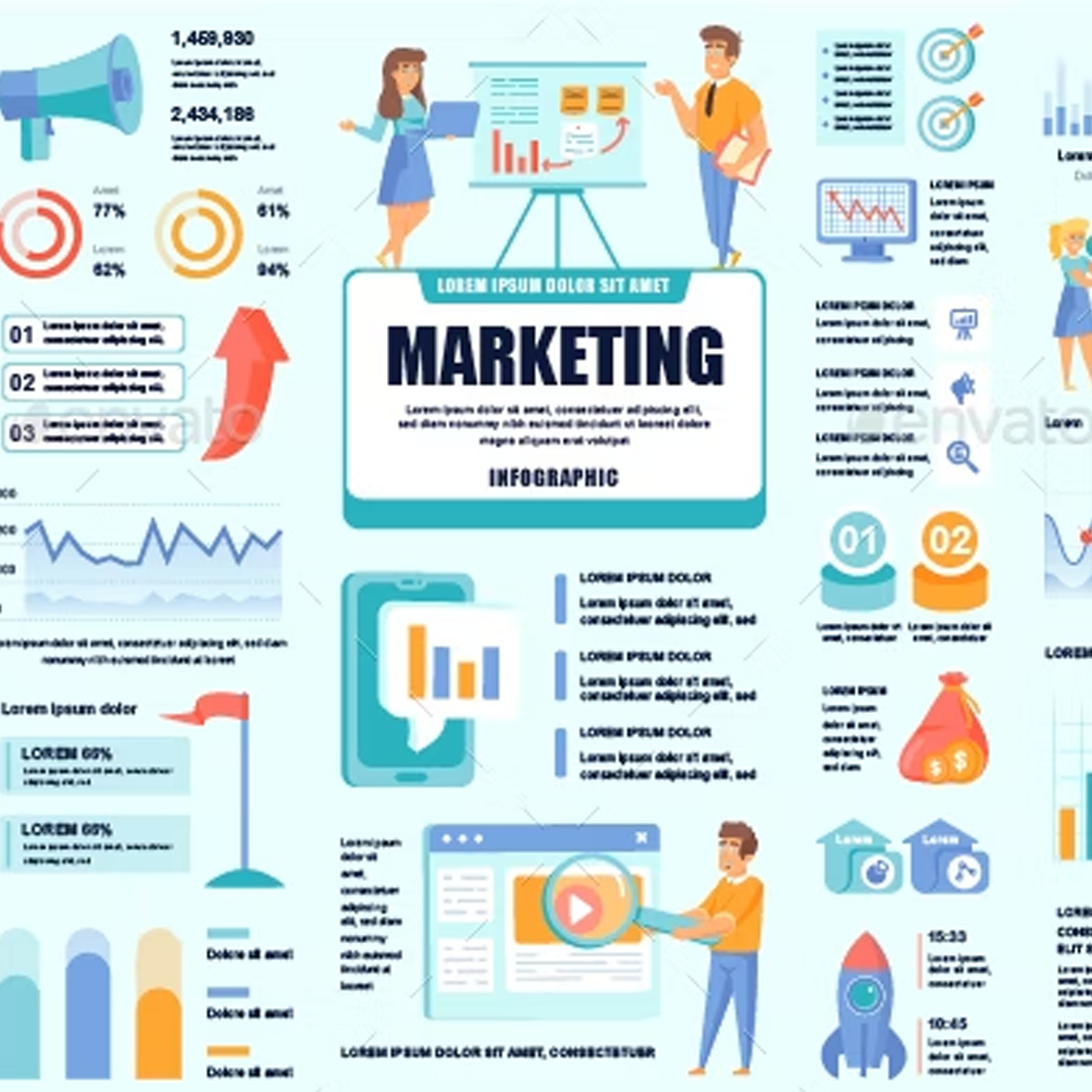 Images preview marketing infographics.
