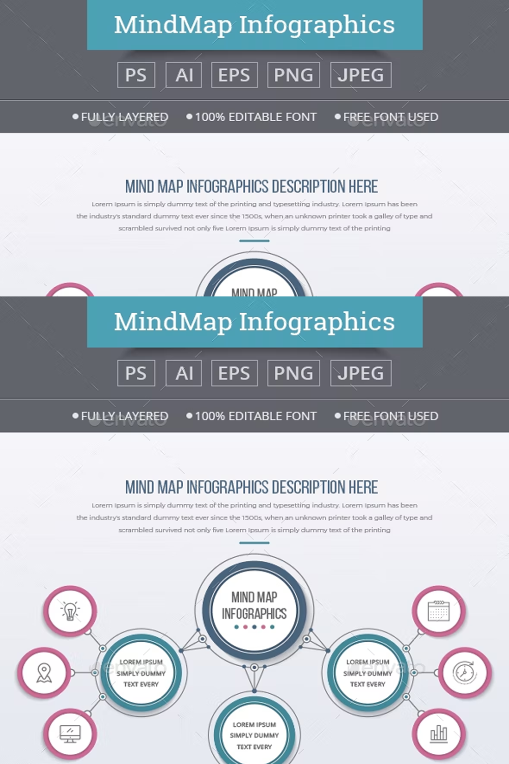Illustrations mind map template of pinterest.