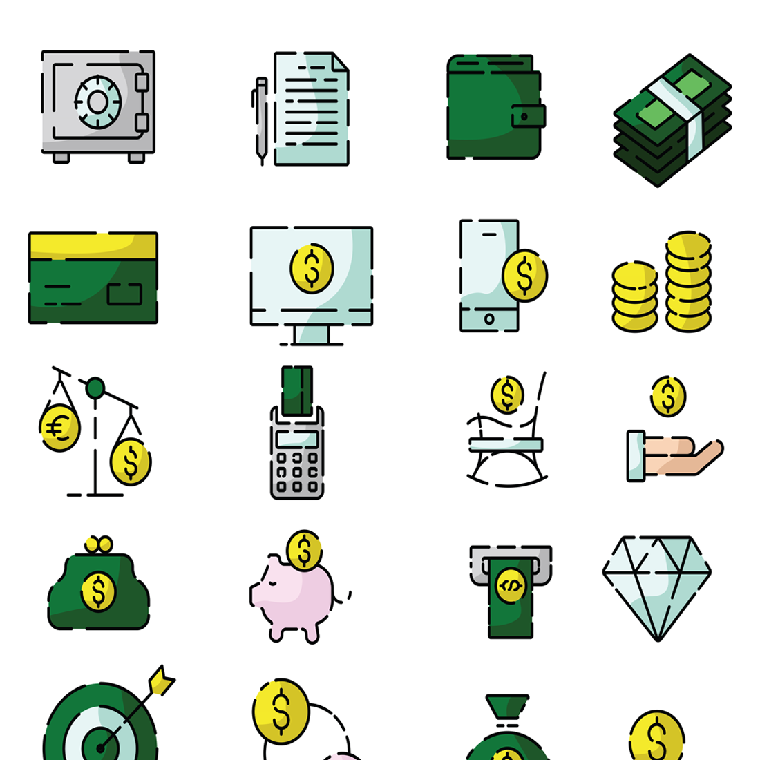 Images preview minimal finance icons set.