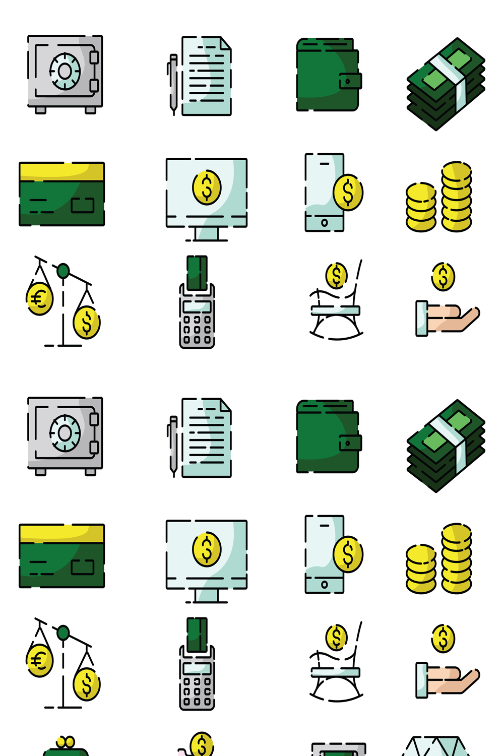 Illustrations minimal finance icons set of pinterest.