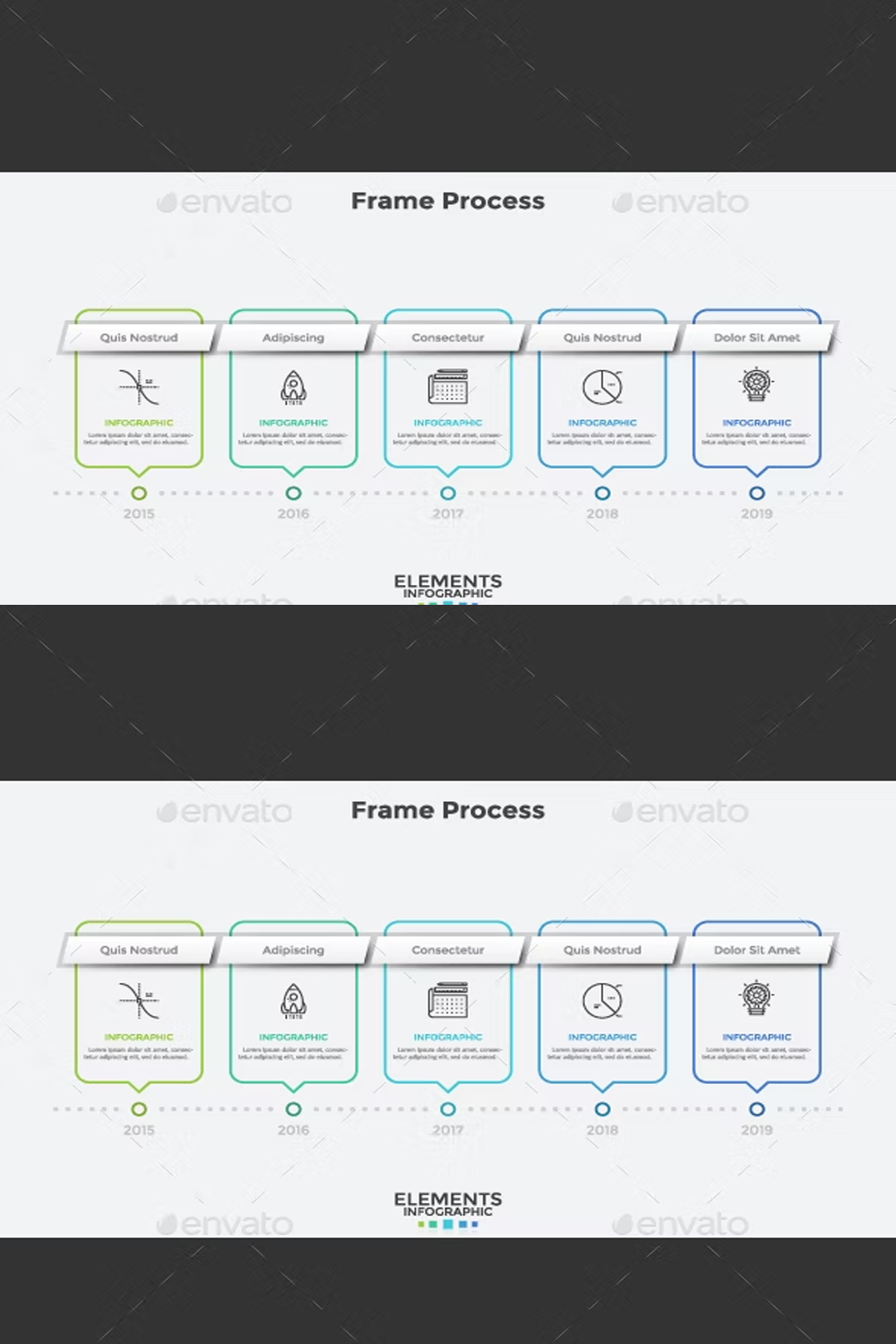 Illustrations modern infographic timeline template of pinterest.