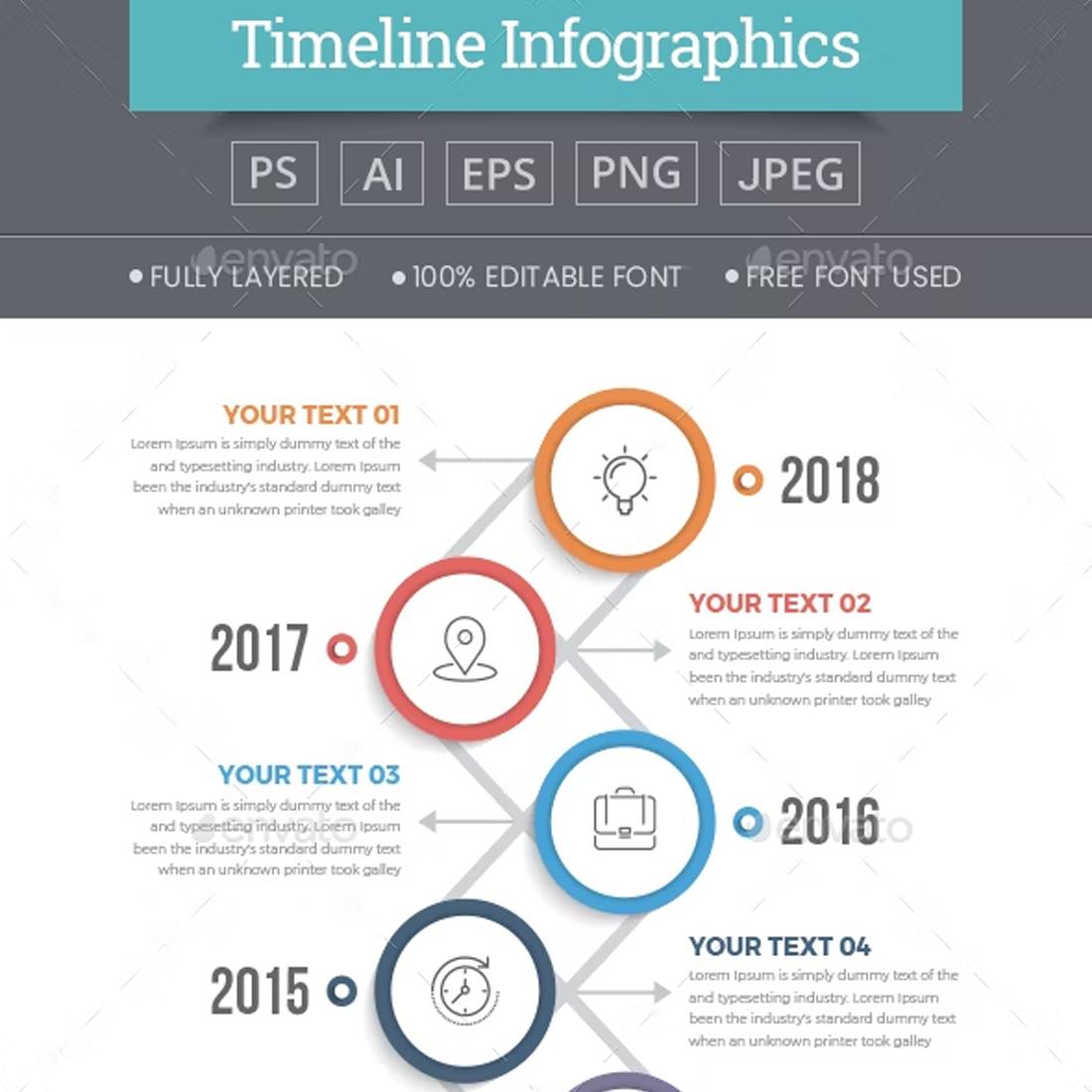 Images preview modern timeline infographics.