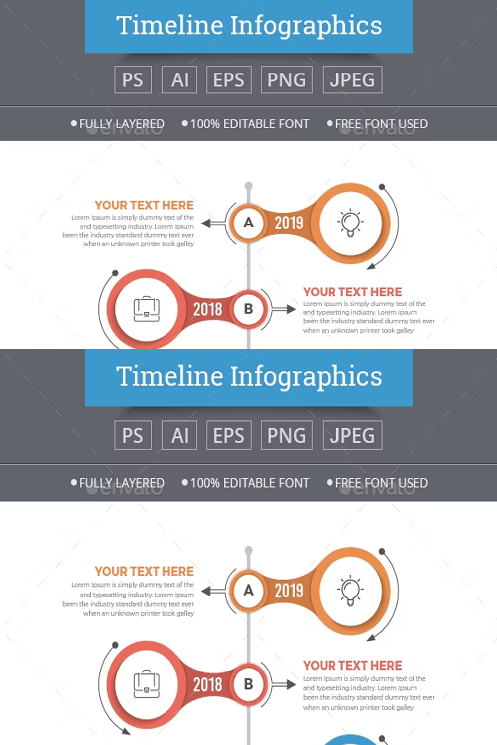 Illustrations modern timeline infographics of pinterest.