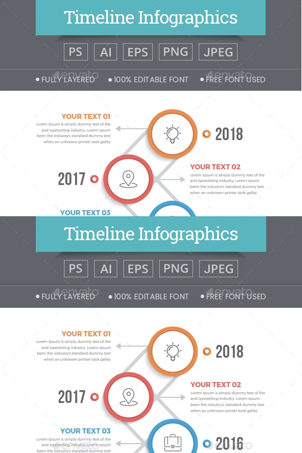 Illustrations modern timeline infographics of pinterest.
