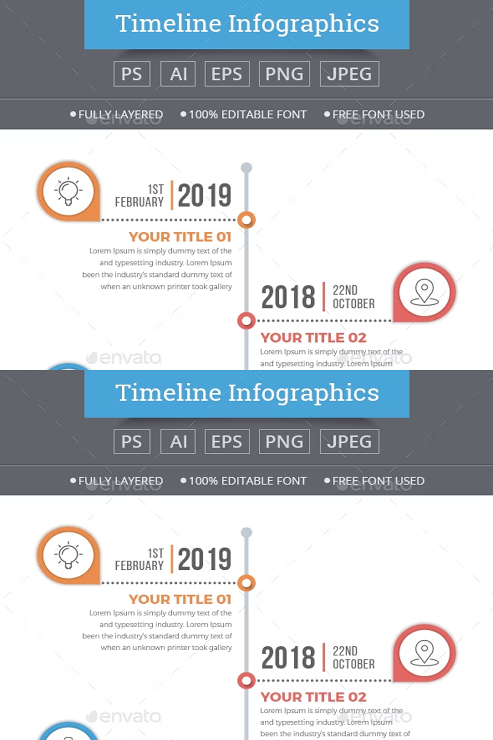 Illustrations modern timeline infographics of pinterest.