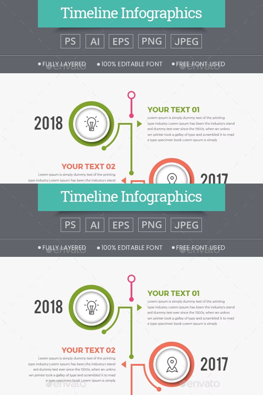 Illustrations modern timeline infographics of pinterest.