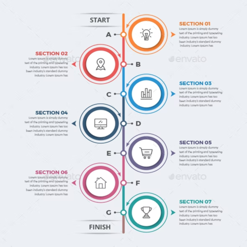 Images preview modern vertical circle infographics.