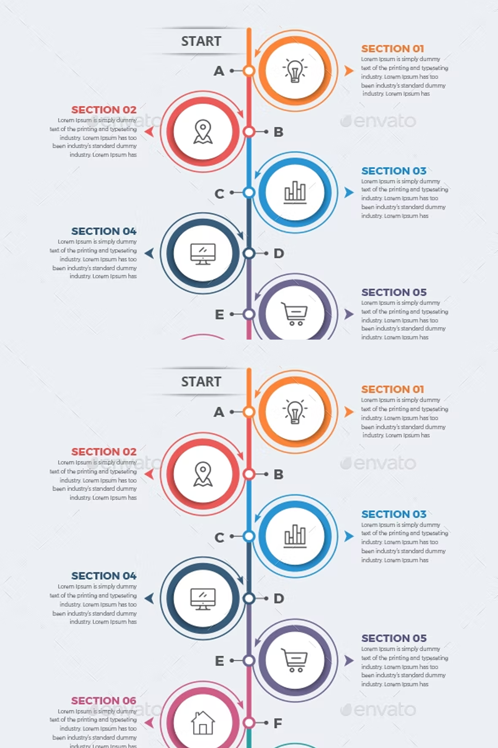 Illustrations modern vertical circle infographics of pinterest.