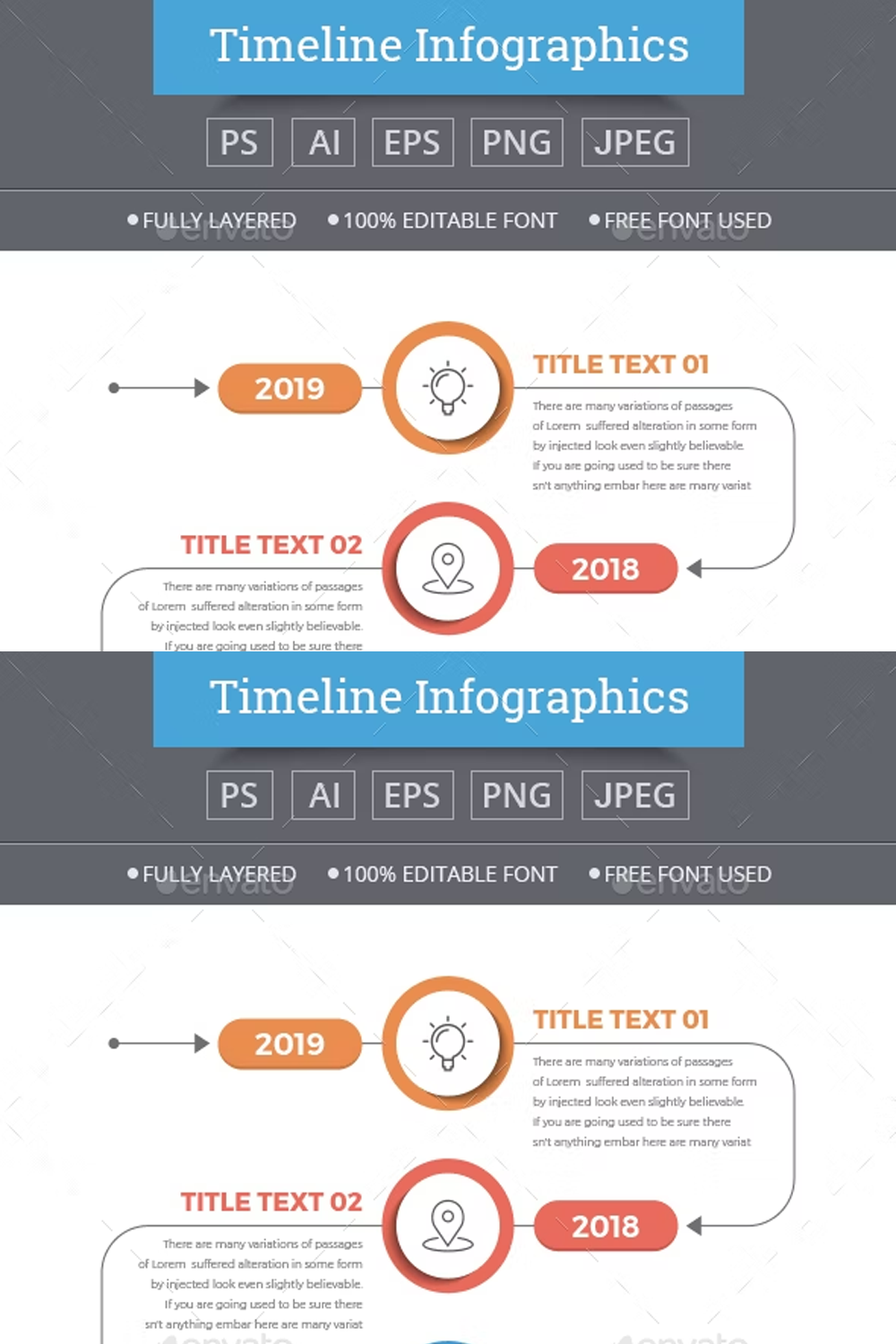 Illustrations modern vertical timeline infographics of pinterest.