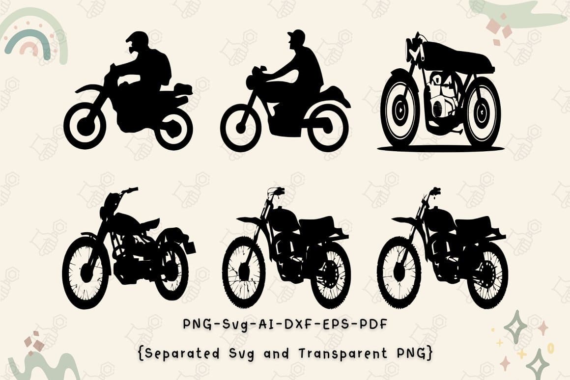 Motorcycle SVG vector files for Silhouette Studio Cameo, Cricut and others.