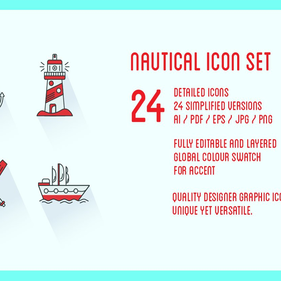 Images preview nautical icon set.