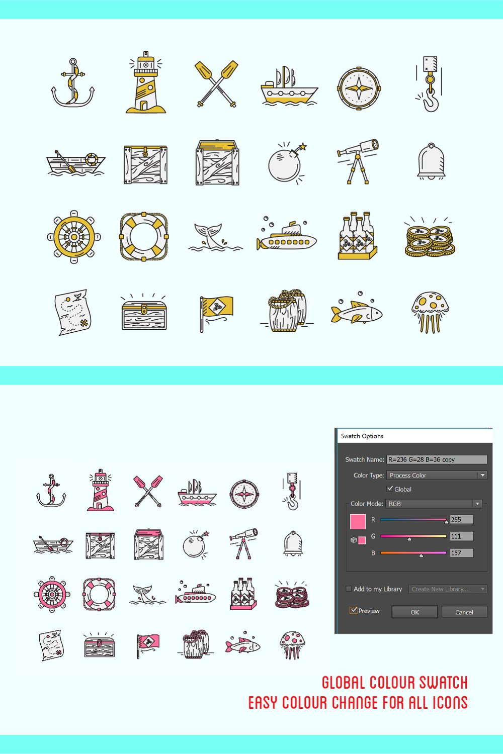 Illustrations nautical icon set of pinterest.