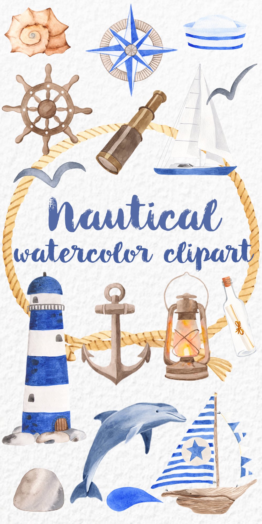 Illustrations nautical watercolor clipart creativemarket title.