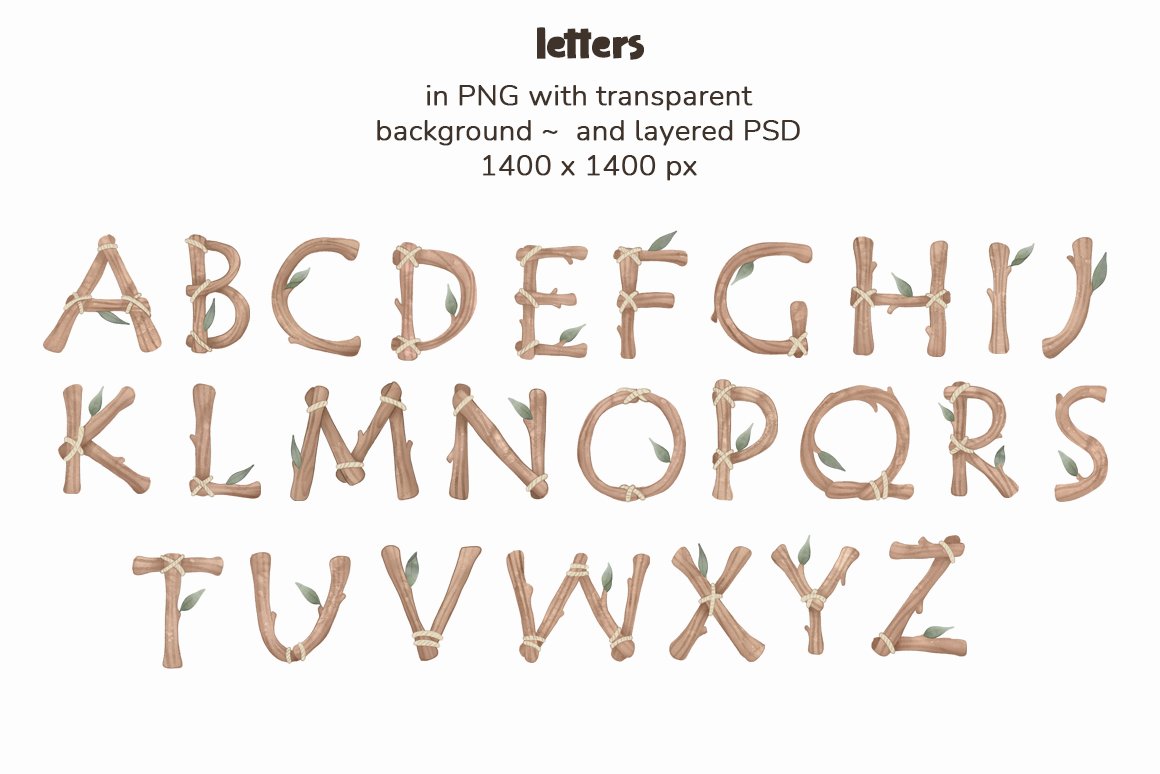 The alphabet with plants is depicted.