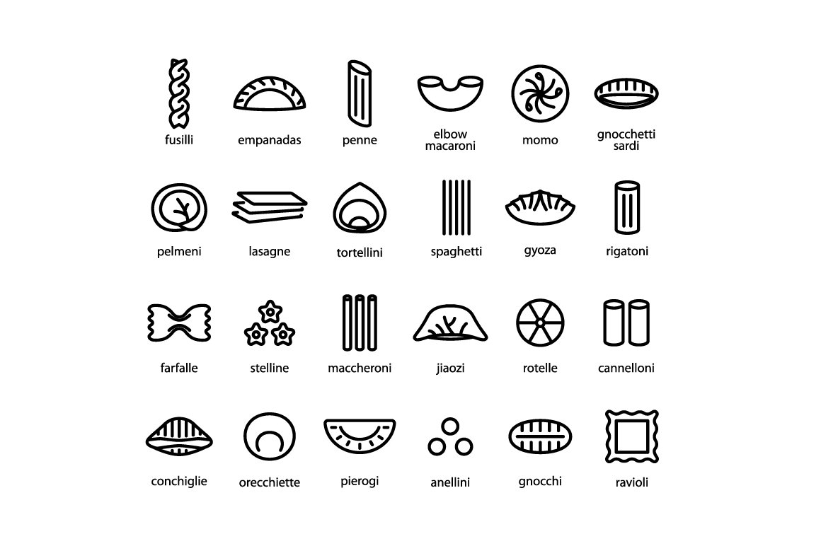 Black icons on the theme of food.