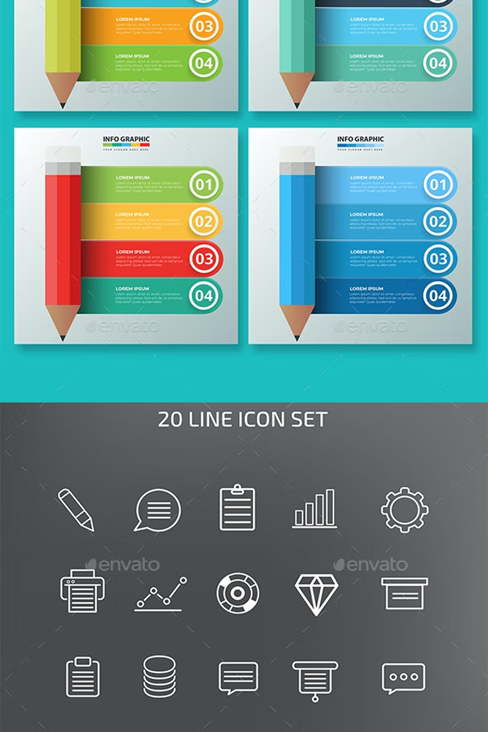 Illustrations pencil infographics of pinterest.