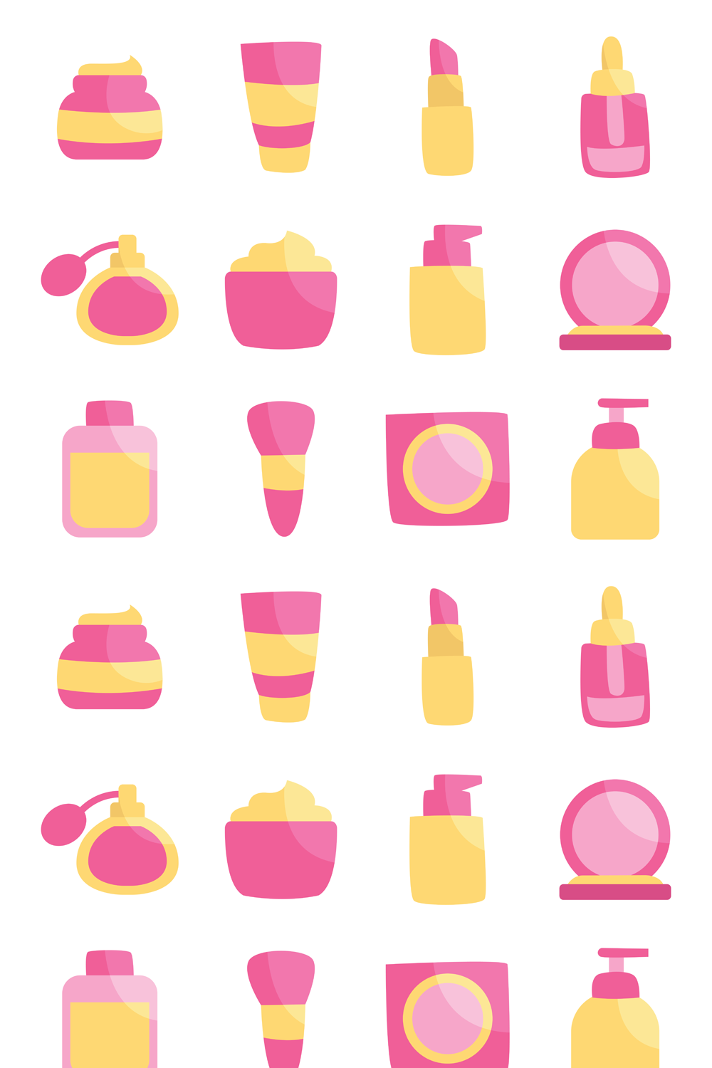 Illustrations pink yellow cosmetics set of pinterest.
