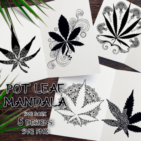 Images preview pot leaf mandala svg.