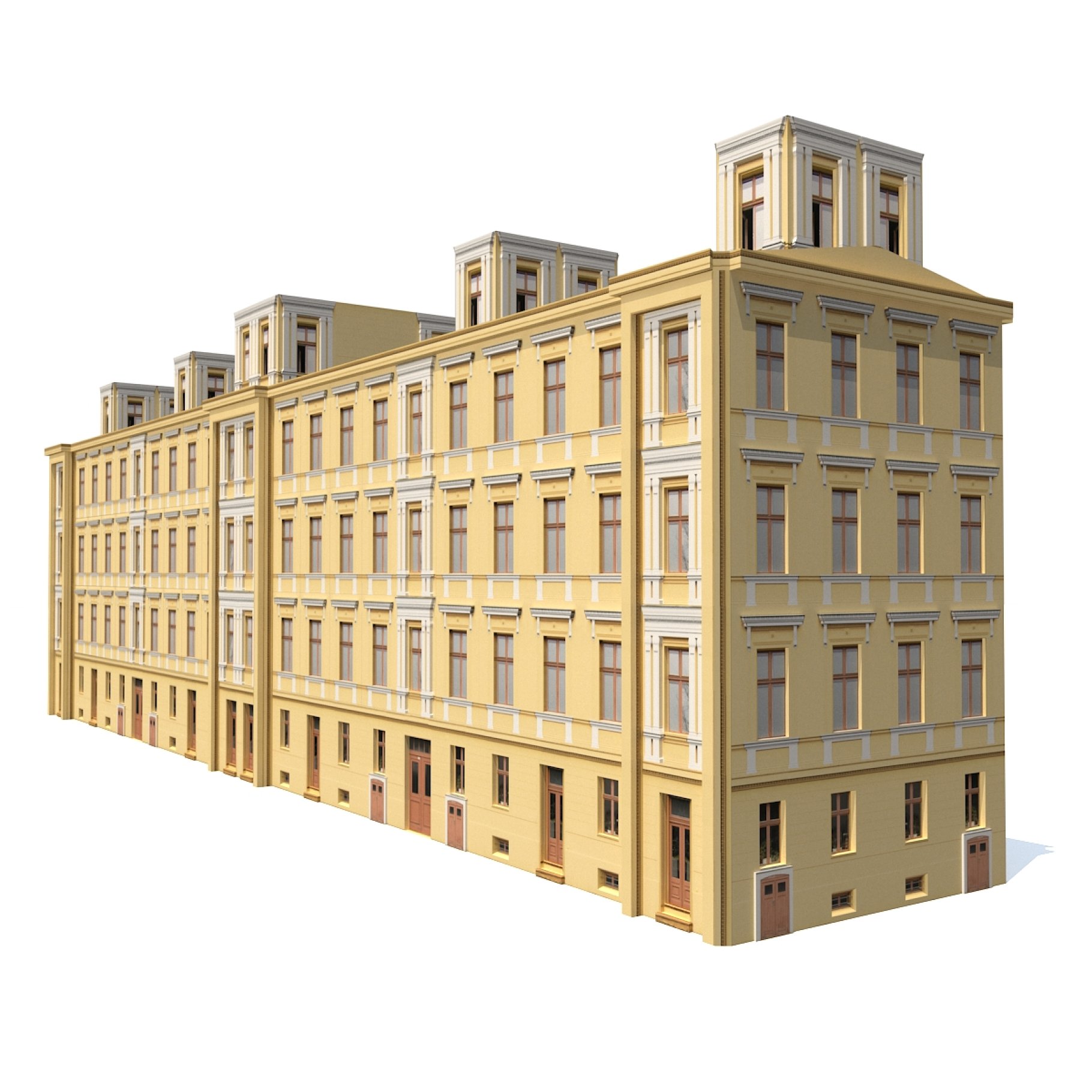 Rendering of a yellow building.