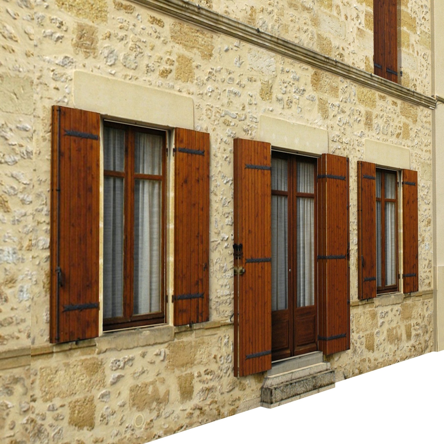 Brown windows and doors.