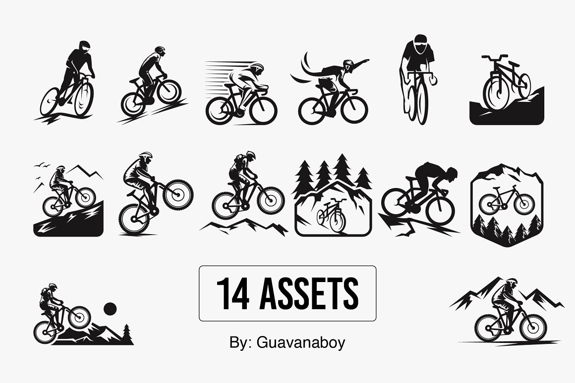Logo set pages with cyclists.
