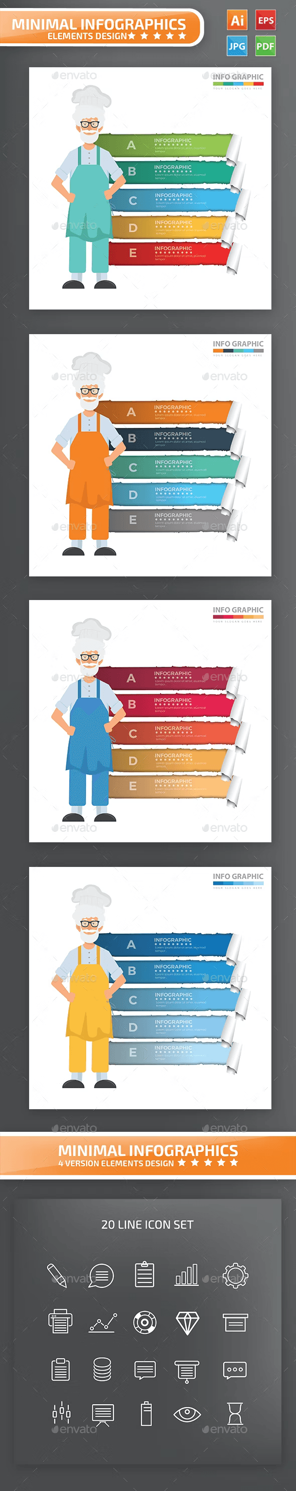 Illustrations preview chef infographics.