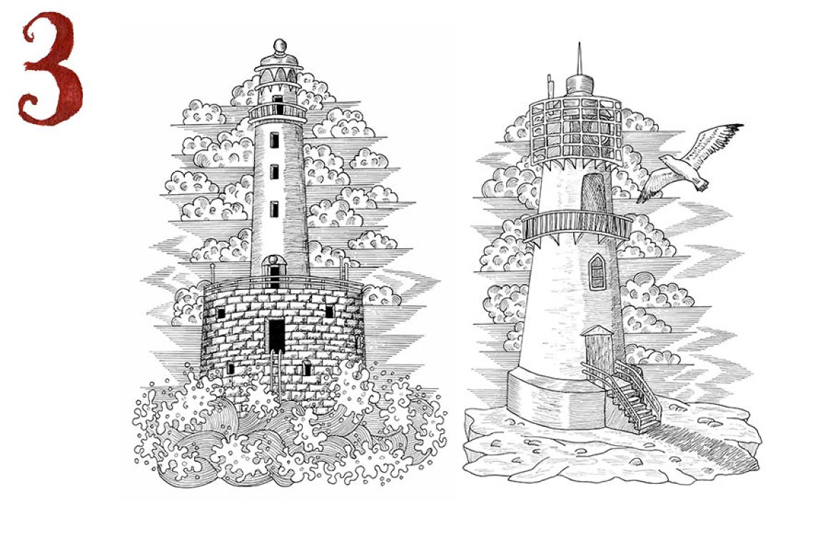 Great drawings with a lighthouse.