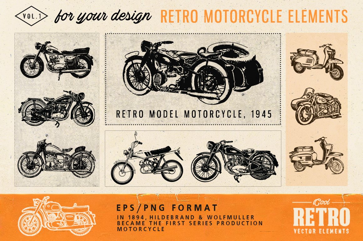 Black and white images of motorcycles and more.