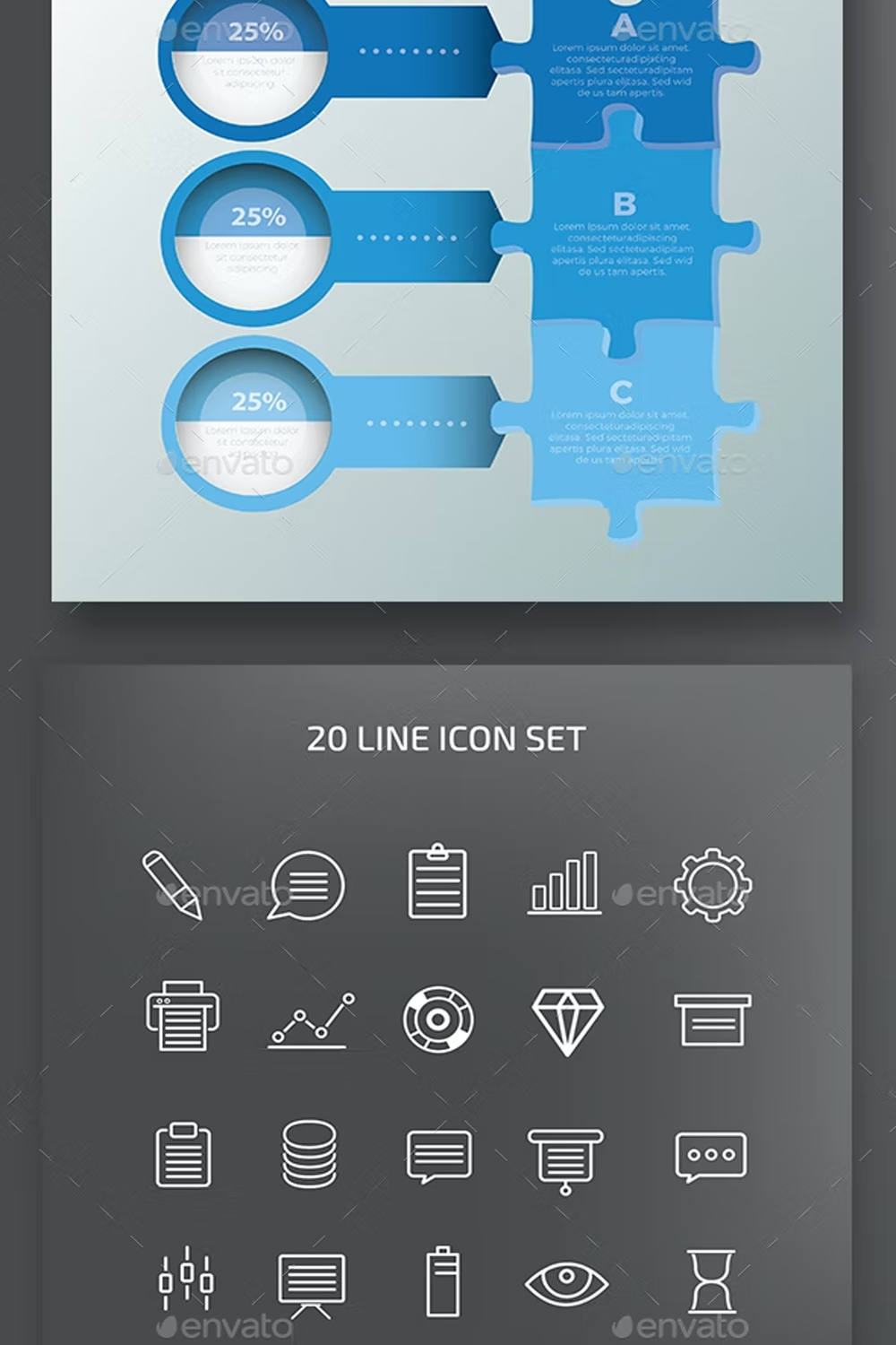 Illustrations puzzle infographic design of pinterest.