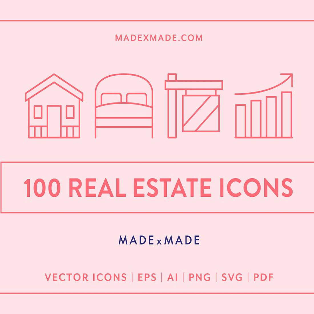Images preview real estate line icons.