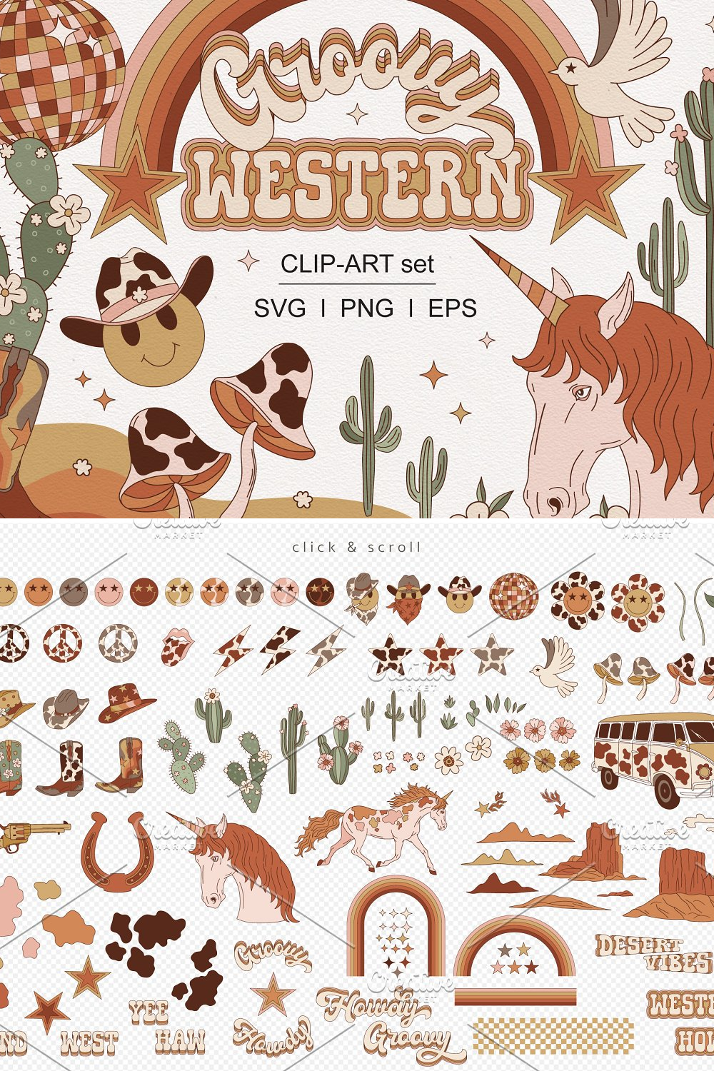 Illustrations retro groovy hippie western desert of pinterest.