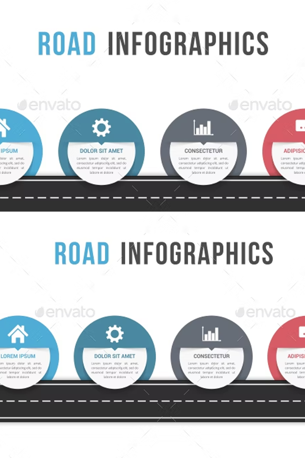 Illustrations road infographics of pinterest.