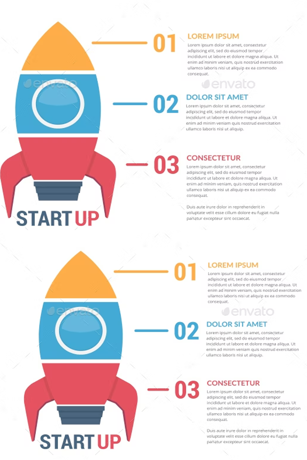 Illustrations rocket infographic template of pinterest.