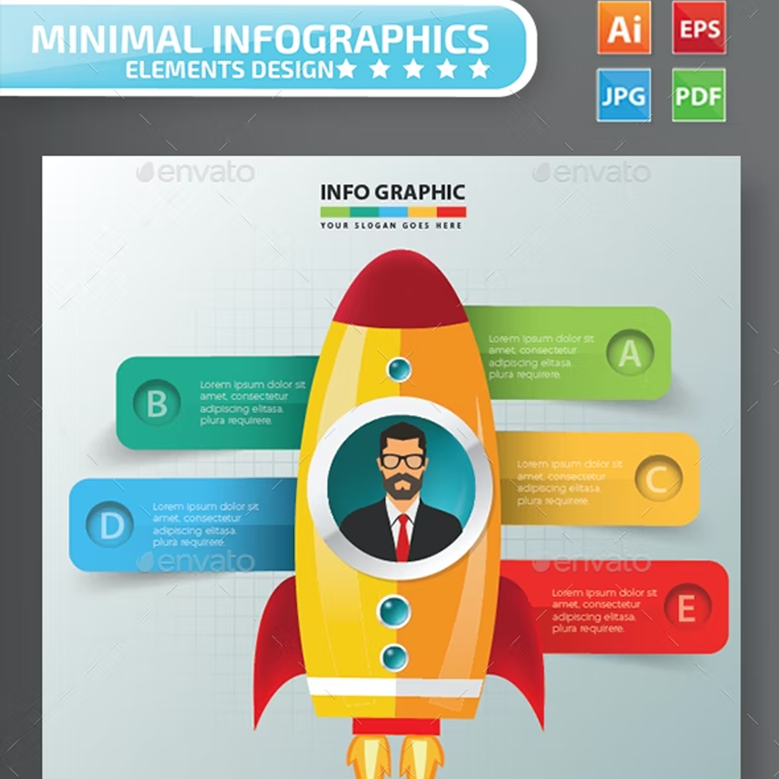 Images preview rocket infographics design.