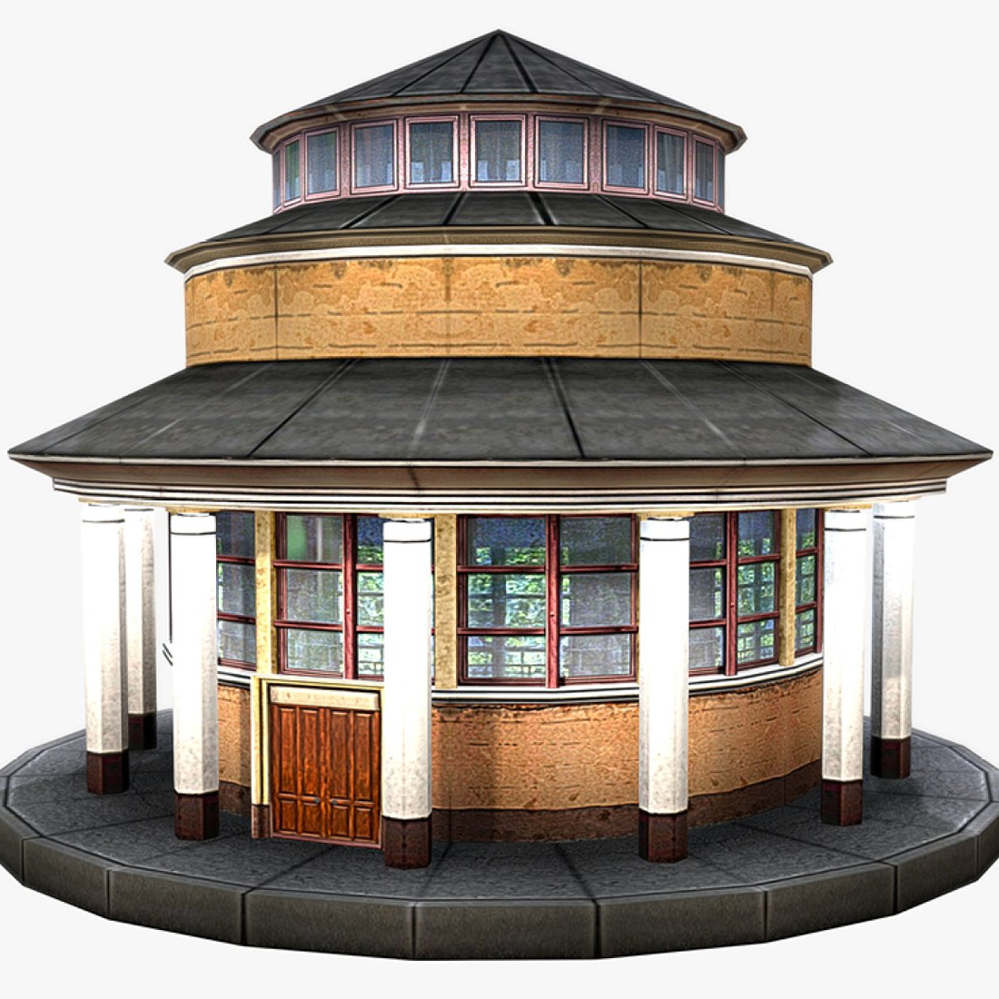 Images preview round building.