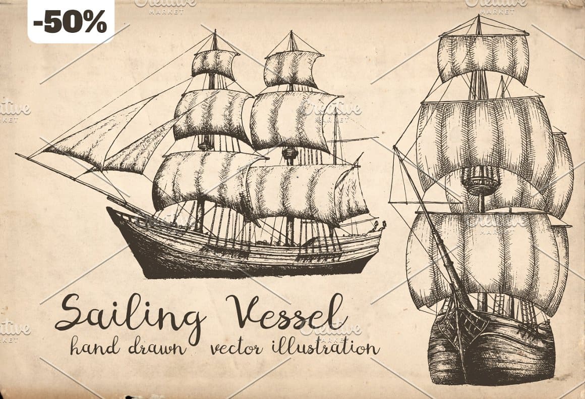 Vintage sailing vessel.