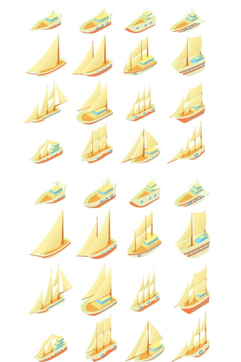 Illustrations sailing ship icons set of pinterest.