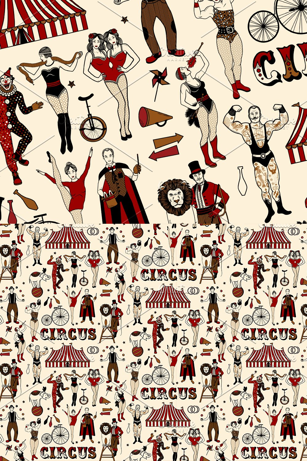Illustrations seamless circus pattern of pinterest.