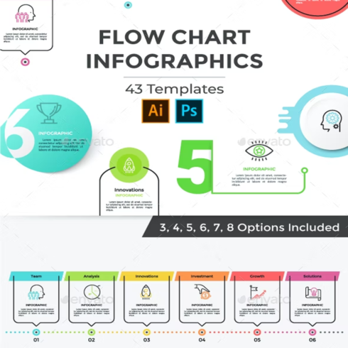 Images preview set of flow chart infographics.