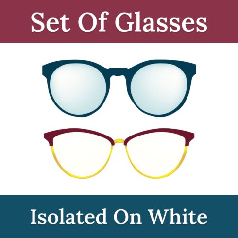 Set of Glasses Isolated on White, main picture.
