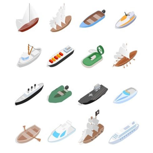 Images preview ship and boat icons set.