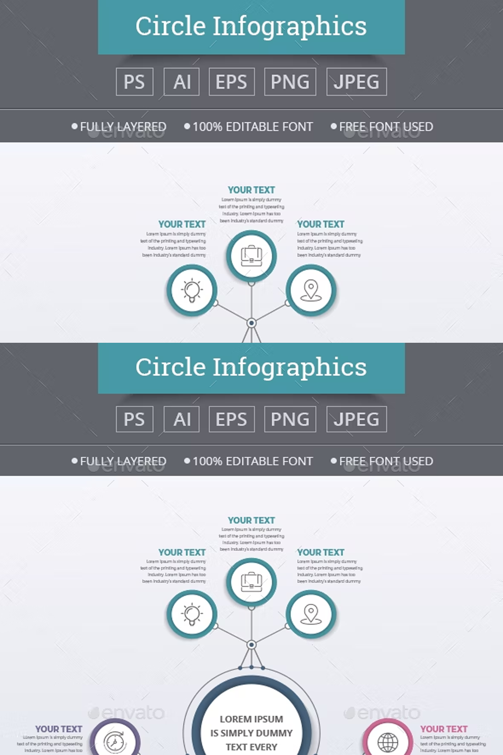 Illustrations simple circle infographics of pinterest.